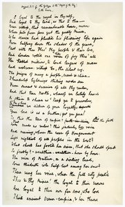 A király idilljei epilógusának eredeti kézirata, 1872. alkotó: Alfred Lord Tennyson