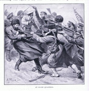 Közelről illusztráció a Cassells History of the Orosz-Japán háború 1. kötetéből, 1900 körül alkotó: Alfred Pearse