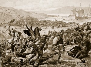 A nagy brunanburhi csata, 937, illusztráció a Hutchinson története a brit nemzetről című művéből, 1923 körül