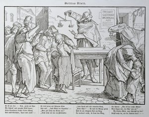 Halál a nyilvános ház előtt, Georg Wigand Lipcsében, 1849-ben megjelent „A halál másik tánca” című művéből alkotó: Alfred Rethel