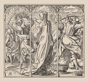 Die Nibelungen. Hogyan adott parancsot a királynő a csarnok felgyújtására, 1840-1841. alkotó: Alfred Rethel