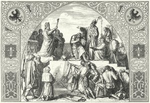 Widukind szász főispán megkeresztelkedése, 785 (metszet) alkotó: Alfred Rethel