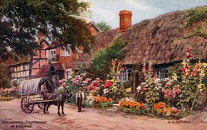 Hollyhocks, Cropthorne, Evesham alkotó: Alfred Robert Quinton