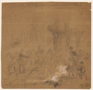 Biztonsági romok keresése az 1871-es chicagói tűz után (ceruza és kréta papíron) alkotó: Alfred Rudolph Waud