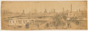 Kilátás az Erie Street hídról keletre nézve az 1871-es chicagói tűzvész idején alkotó: Alfred Rudolph Waud