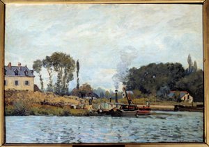 Hajó a Bougival-zsilipnél Alfred Sisley festménye (1839-1899) 1873 V. 0,46x0,65 m Párizs, Muse d