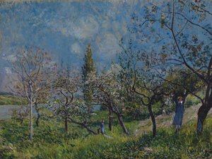 Gyümölcsös tavasszal alkotó: Alfred Sisley