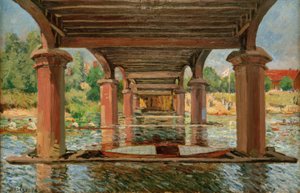 A Hampton Court híd alatt alkotó: Alfred Sisley