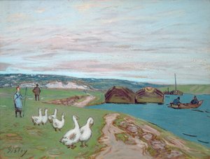 A liba lány (pasztell) alkotó: Alfred Sisley