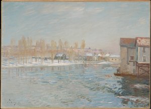 A Loing és Moret malmai, hóhatás alkotó: Alfred Sisley