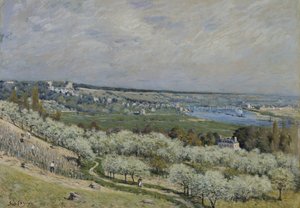 A terasz Saint-Germainben, tavasz alkotó: Alfred Sisley