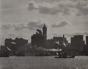 A Singer-épület a Hudson-folyóról nézve alkotó: Alfred Stieglitz