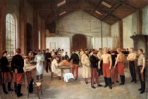 Francia tisztek oltása a párizsi Val de Grace kórházban 1900 körül (olaj, vászon) alkotó: Alfred Touchemolin
