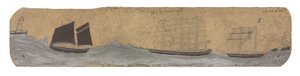 Lugger és két kisebb vitorlás hajó közeledik a kikötő felé, 1855-1942 körül (olaj és ceruza, kártya) alkotó: Alfred Wallis