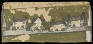 Négy házikóból álló sor (olaj és ceruza a kártyán) alkotó: Alfred Wallis