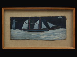 Vonóhálós hajó Cornish partjainál, 1930 körül alkotó: Alfred Wallis