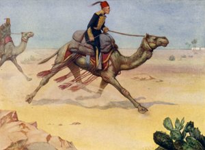 Charles George Gordon brit tábornok tevén vágtat át a Szaharán