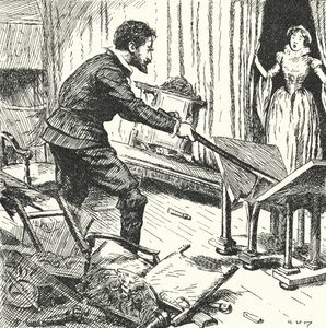 Bernard Palissy francia fazekas felesége rémülten nézi, amint a férfi összetöri a bútoraikat, hogy tüzelőanyagként használhassa kemencéihez.