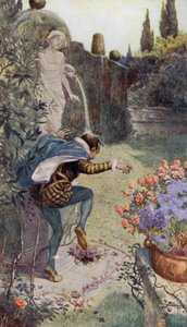 Bernard Palissy francia fazekas fejére ömlik a víz a kertben lévő szobor által tartott kancsóból alkotó: Alfred Wallis Mills