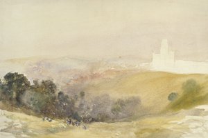 Durham a Red Hillsből, 1880-86 (akvarell grafit felett, papíron) alkotó: Alfred William Hunt