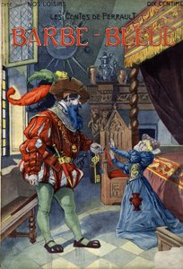 Kékszakáll (Kékszakáll), Conte Charles Perrault (1628-1703). Vaccari és Carrey illusztrációja a „” Les beaux tales”” „” Nos loisirs””” gyűjteményben 1910 körül. Magángyűjtemény.