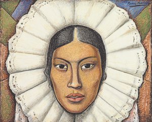 Tehuana, 1930 körül (guache és zsírkréta papíron) alkotó: Alfredo Ramos Martinez
