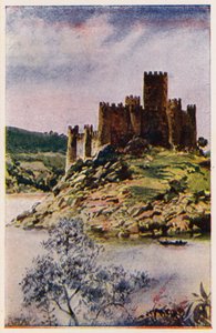 Almourol vára, Portugália (színes litográfia)
