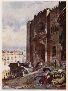 Coimbra óvárosa, Portugália (színes litográfia)