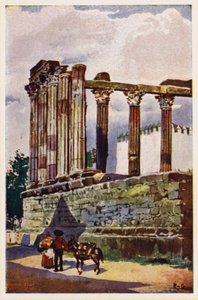 Diana-templom, Evora, Portugália (színes litográfia)
