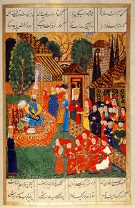 Egy janicsár tiszt, aki devsirmet toboroz I. Szulejmán szultánhoz (1495-1566), a „Szulejmánnévből” (Mss Hazine. 1517 f.31v) alkotó: Ali Amir Beg