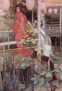 Illusztráció A Mikado története című filmhez (színes litó) alkotó: Alice Bolingbroke (after) Woodward