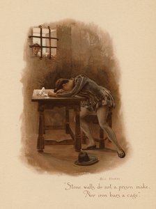 Régi szerelmes dalok: "A kőfalak nem csinálnak börtönt, / a vasrácsok nem tesznek ketrecet." (színes litográfia) alkotó: Alice Havers