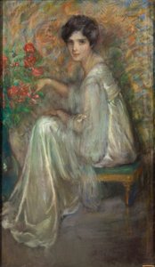 Fiatal nő rózsákkal alkotó: Alice Pike Barney