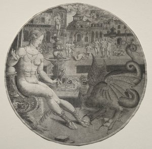 Meztelen nő és egy sárkány, 1523.