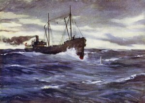 A Thordis collier egy német tengeralattjárót készül döngölni alkotó: Allan (after) Stewart