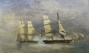 A „fekete vicc”, a spanyol rabszolgabrig elfogása, „Almirante” a Benini öbölben, 1829. február 1. (akvarell papíron) alkotó: Allan Duncan