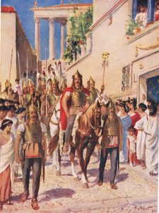 Alaric, a gót belép Athénba 395-ben, illusztráció a „Hutchinson