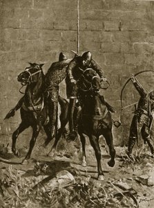 Stephen megmenti Henry skót herceget Ludlow-ban, illusztráció a „Hutchinson története a brit nemzetről”, 1920 körül (litho) alkotó: Allan Stewart