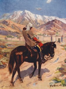 Egy hadsereg egyetlen túlélője, Dr. Brydon egyedül jut el Jallalabadba (színes lithó) alkotó: Allan Stewart