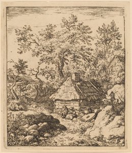 Táj malomkővel egy hordó mellett, valószínűleg c. 16451656.
