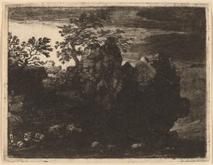 Nagy szikla a folyónál, valószínűleg c. 16451656. alkotó: Allart van Everdingen