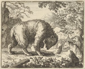 Renard megígéri a Medvének, hogy elviszi egy olyan helyre, ahol mézet talál, 1650-75. alkotó: Allart van Everdingen