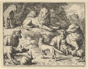 Renardot megvádolják az állatok az oroszlán előtt, 1650-75. alkotó: Allart van Everdingen