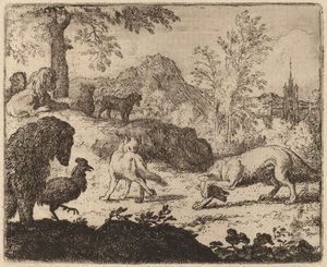 Reynard megvakítja a farkast egy szemmel, valószínűleg c. 16451656. alkotó: Allart van Everdingen