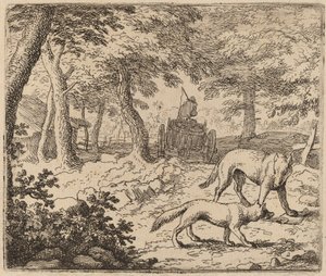 Reynard és a farkas a halszekér előtt, valószínűleg c. 16451656. alkotó: Allart van Everdingen