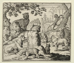 Reynard, a róka: Oroszlán parancsok Reynard keresése. alkotó: Allart van Everdingen