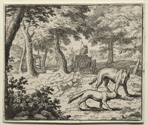 Reynard, a róka: Reynard borzok védelme. alkotó: Allart van Everdingen