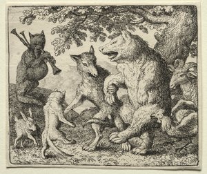 Reynard, a róka: A farkas és a medve ünnepli szabadságukat alkotó: Allart van Everdingen
