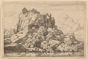 Folyó egy magas szikla lábánál, valószínűleg c. 16451656. alkotó: Allart van Everdingen