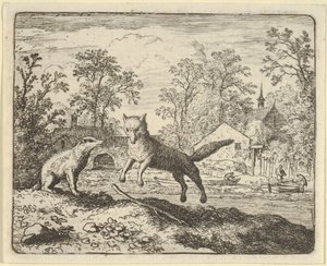 A borz büntetésként kiszabja, hogy háromszor ugorjon át egy bot felett a földön, 1650-75.